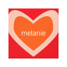 Coração personalizado [laranja+vermelho] impressão em canvas