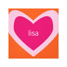 Coração personalizado [rosa+laranja] impressão de canvas esticada