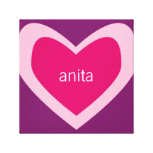 Coração personalizado [rosa+roxo] impressão de canvas envolvida
