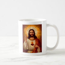 Coração sagrado religioso bonito da imagem de Jesu Canecas