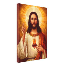 Coração sagrado religioso bonito da imagem de Jesu Impressão Em Canvas