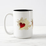 Coração vermelho no ouro filigrana caneca