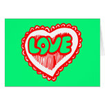 Coração vermelho & verde Funky do amor Cartão