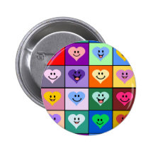 Corações coloridos do smiley botons