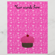 Corações cor-de-rosa do rosa do cupcake do brilho panfletos personalizado