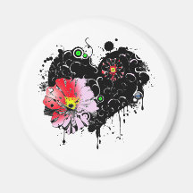 corazon floral imán de nevera