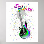 Cores do som da guitarra elétrica impressão