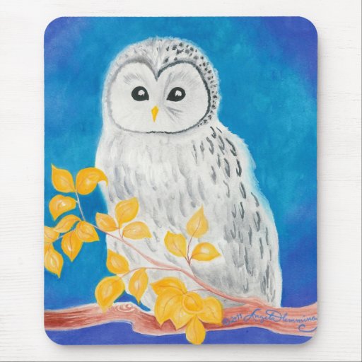 Coruja branca de Ural Mouse Pads