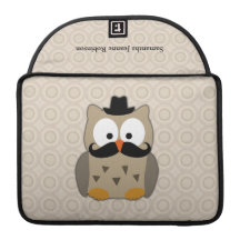 Coruja com bigode e chapéu bolsa MacBook pro