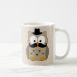 Coruja com bigode e chapéu caneca