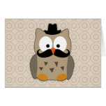 Coruja com bigode e chapéu cartões
