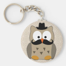 Coruja com bigode e chapéu chaveiro