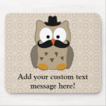Coruja com bigode e chapéu mousepads