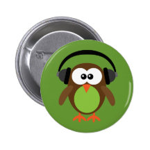 Coruja com fones de ouvido pins