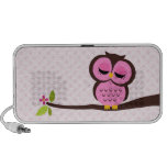 Coruja cor-de-rosa caixinhas de som para laptop