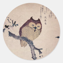 Coruja de sorriso japonesa bonito adesivos redondos