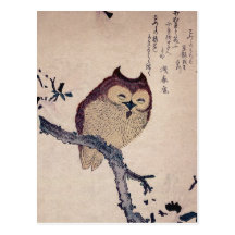 Coruja de sorriso japonesa bonito cartão postal