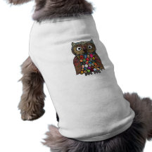 Coruja dos retalhos camiseta para cães