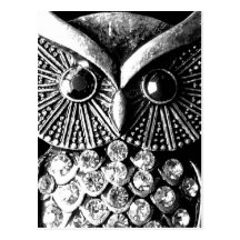 Coruja Jewelled chamativo do metal Cartão Postal