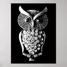 Coruja Jewelled chamativo do metal Posters