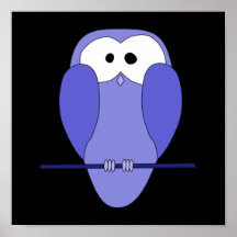 Coruja na noite. Azul, preto Poster