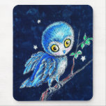 Coruja Pastel azul bonito Mousepad