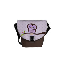 Coruja roxa bonito bolsa mensageiro