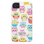 Corujas bonitos de Litte personalizadas iPhone 4 Capas