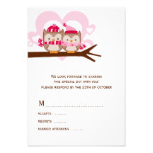 Corujas do inverno que Wedding cartões de RSVP Convite Personalizado