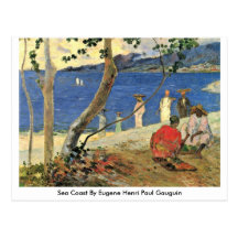 Costa de mar por Eugene Henri Paul Gauguin Cartões Postais