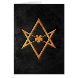 Couro Unicursal dourado do preto do Hexagram de Th Cartão