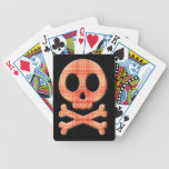 Crânio alaranjado da xadrez baralhos de cartas