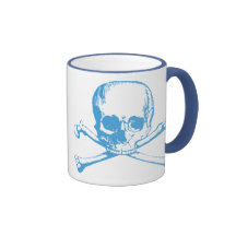 Crânio clássico azul e Crossbones Caneca