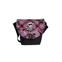 Crânio cor-de-rosa e Crossbones Bolsas Mensageiro
