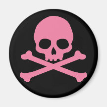 Crânio cor-de-rosa simples e Crossbones Imãs De Refrigerador