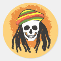 Crânio de Dreadlock Adesivo Redondo