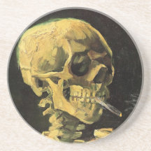 Crânio de Van Gogh com cigarro ardente, arte do vi Porta-copos