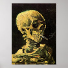 Crânio de Van Gogh com cigarro ardente, arte do vi Posteres