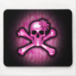 Crânio do cromo e tapete do rato cor-de-rosa dos C Mouse Pads