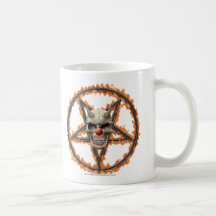 Crânio do palhaço do demónio & Pentagram ardente Caneca
