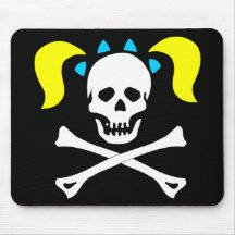 Crânio e Crossbones com tranças Mouse Pad