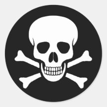 Crânio e etiqueta dos Crossbones Adesivos Redondos