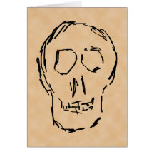 Crânio estranho. Preto. Esboço Cartoes