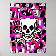 Crânio feminino do punk poster