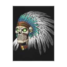 Crânio gótico tribal indiano do nativo americano impressão em tela canvas