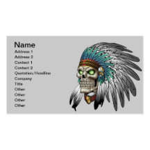 Crânio gótico tribal indiano do nativo americano modelo cartões de visitas