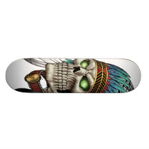 Crânio gótico tribal indiano do nativo americano skates