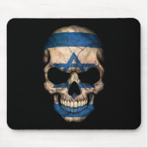 Crânio israelita da bandeira no preto mouse pad