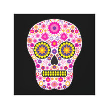 Crânio mexicano cor-de-rosa do açúcar impressão em canvas