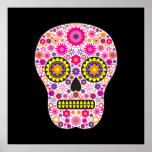 Crânio mexicano cor-de-rosa do açúcar poster